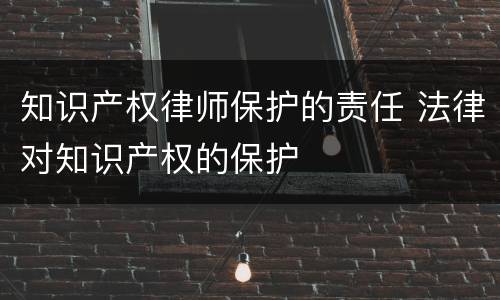 知识产权律师保护的责任 法律对知识产权的保护