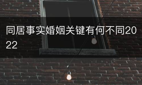 同居事实婚姻关键有何不同2022