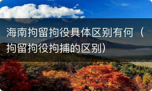 海南拘留拘役具体区别有何（拘留拘役拘捕的区别）