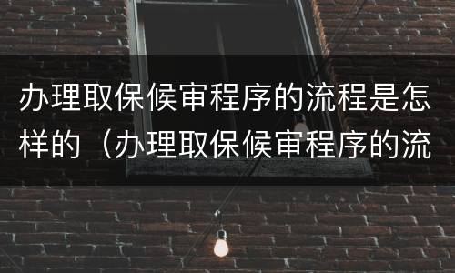 办理取保候审程序的流程是怎样的（办理取保候审程序的流程是怎样的呢）