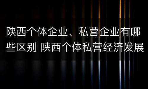 陕西个体企业、私营企业有哪些区别 陕西个体私营经济发展综合服务平台