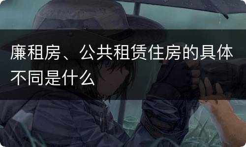 廉租房、公共租赁住房的具体不同是什么