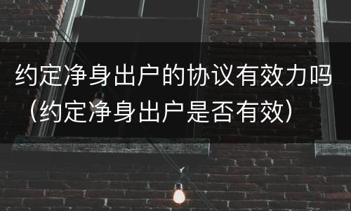 约定净身出户的协议有效力吗（约定净身出户是否有效）