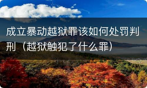 成立暴动越狱罪该如何处罚判刑（越狱触犯了什么罪）