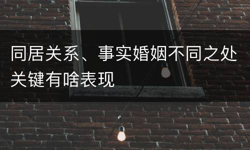 同居关系、事实婚姻不同之处关键有啥表现