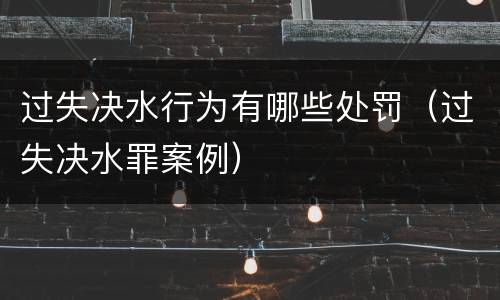 过失决水行为有哪些处罚（过失决水罪案例）