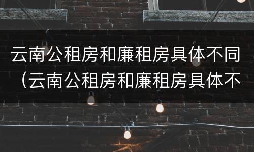 云南公租房和廉租房具体不同（云南公租房和廉租房具体不同吗）
