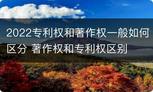 2022专利权和著作权一般如何区分 著作权和专利权区别