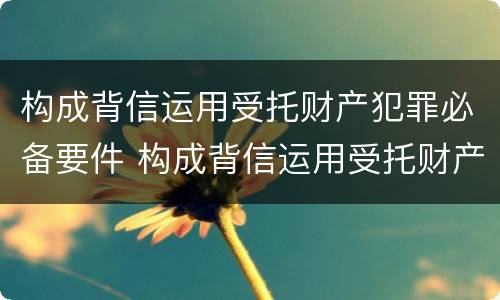 构成背信运用受托财产犯罪必备要件 构成背信运用受托财产罪的立案标准是