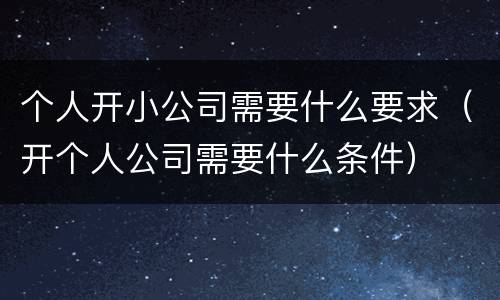 个人开小公司需要什么要求（开个人公司需要什么条件）