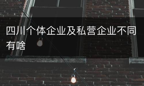 四川个体企业及私营企业不同有啥