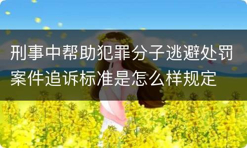 刑事中帮助犯罪分子逃避处罚案件追诉标准是怎么样规定