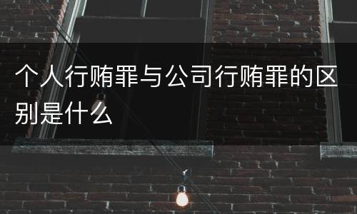 个人行贿罪与公司行贿罪的区别是什么