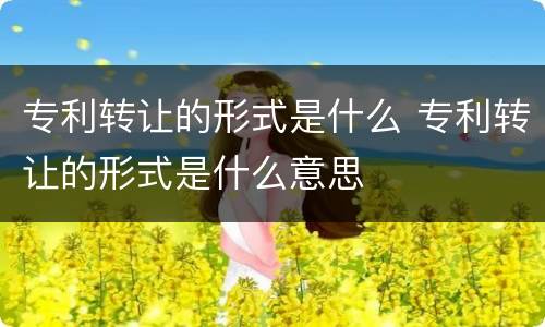 专利转让的形式是什么 专利转让的形式是什么意思