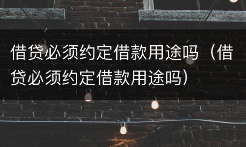借贷必须约定借款用途吗（借贷必须约定借款用途吗）