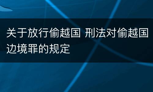关于放行偷越国 刑法对偷越国边境罪的规定