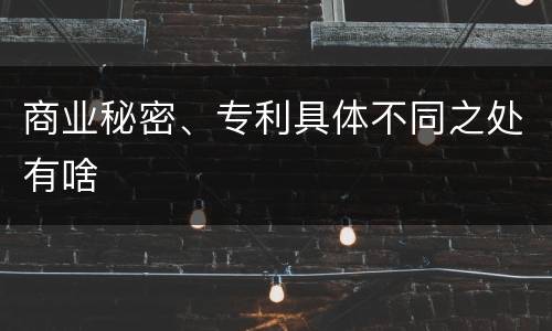 商业秘密、专利具体不同之处有啥