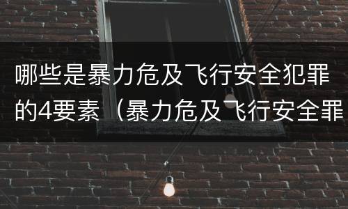 哪些是暴力危及飞行安全犯罪的4要素（暴力危及飞行安全罪是危险犯吗）