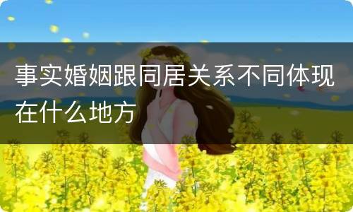 事实婚姻跟同居关系不同体现在什么地方