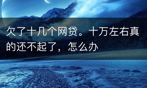 欠了十几个网贷。十万左右真的还不起了，怎么办