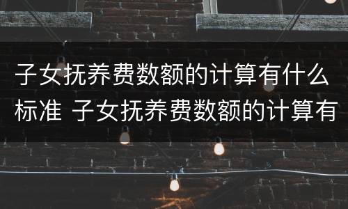 子女抚养费数额的计算有什么标准 子女抚养费数额的计算有什么标准吗
