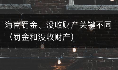 海南罚金、没收财产关键不同（罚金和没收财产）
