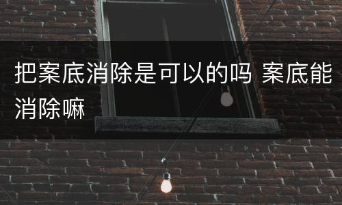 把案底消除是可以的吗 案底能消除嘛