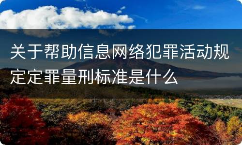 关于帮助信息网络犯罪活动规定定罪量刑标准是什么
