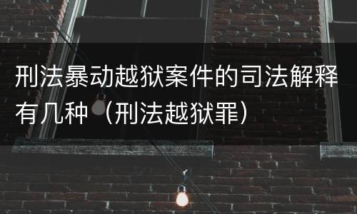 刑法暴动越狱案件的司法解释有几种（刑法越狱罪）