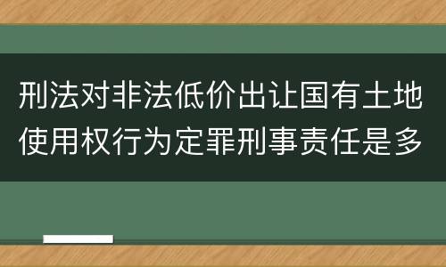 刑法对非法低价出让国有土地使用权行为定罪刑事责任是多少