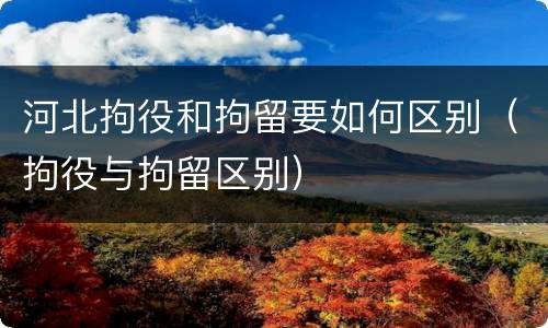 河北拘役和拘留要如何区别（拘役与拘留区别）