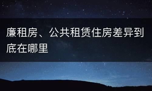 廉租房、公共租赁住房差异到底在哪里