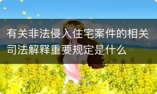 有关非法侵入住宅案件的相关司法解释重要规定是什么