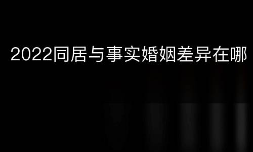 2022同居与事实婚姻差异在哪