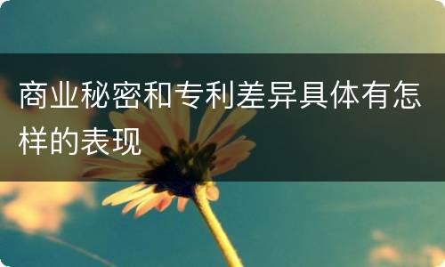 商业秘密和专利差异具体有怎样的表现