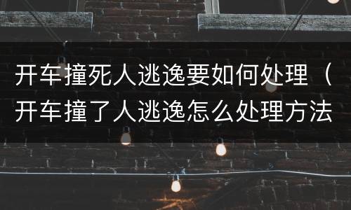开车撞死人逃逸要如何处理（开车撞了人逃逸怎么处理方法）