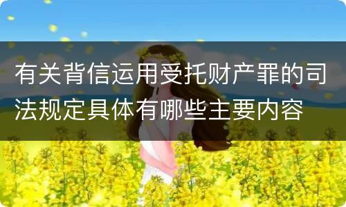 有关背信运用受托财产罪的司法规定具体有哪些主要内容