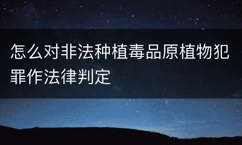 怎么对非法种植毒品原植物犯罪作法律判定