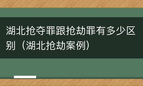 湖北抢夺罪跟抢劫罪有多少区别（湖北抢劫案例）