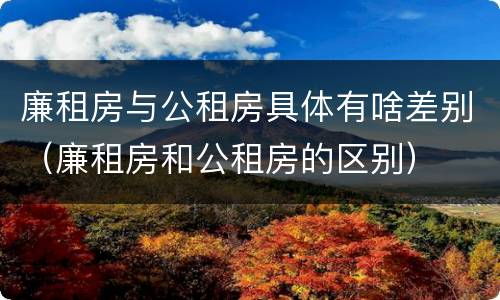廉租房与公租房具体有啥差别（廉租房和公租房的区别）