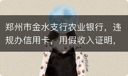郑州市金水支行农业银行，违规办信用卡，用假收入证明，假行车证，没面签，办信用卡，