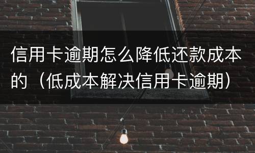 信用卡逾期怎么降低还款成本的（低成本解决信用卡逾期）