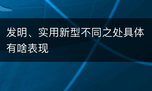 发明、实用新型不同之处具体有啥表现