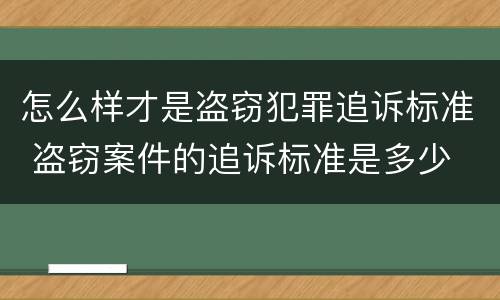 怎么样才是盗窃犯罪追诉标准 盗窃案件的追诉标准是多少