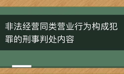 非法经营同类营业行为构成犯罪的刑事判处内容