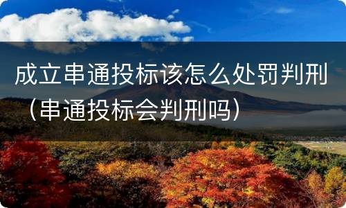 成立串通投标该怎么处罚判刑（串通投标会判刑吗）