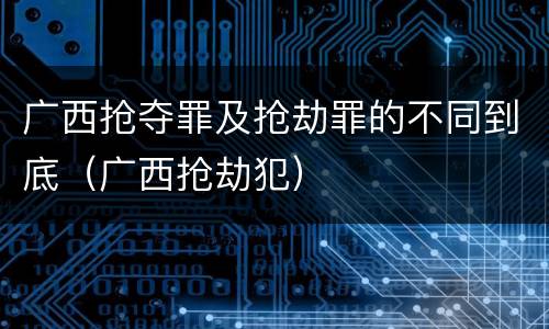 广西抢夺罪及抢劫罪的不同到底（广西抢劫犯）