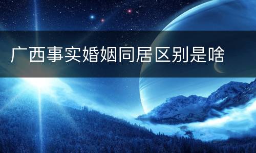 广西事实婚姻同居区别是啥