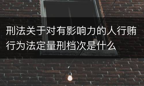刑法关于对有影响力的人行贿行为法定量刑档次是什么