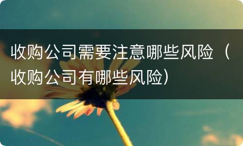 收购公司需要注意哪些风险（收购公司有哪些风险）